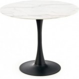 Stół szklany okrągły na jednej nodze Ambrosio 90 biały marmur marki Halmar