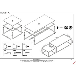 Zestaw stolików industrialnych Alaska dąb złoty marki Halmar