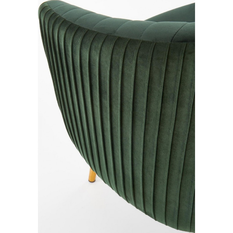 Fotel welurowy na złotych nogach Crown ciemny zielony marki Halmar