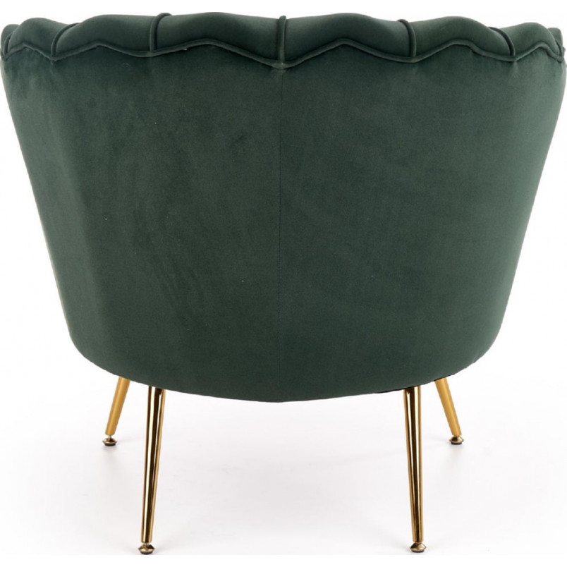 Fotel welurowy na złotych nogach Amorinito ciemny zielony marki Halmar