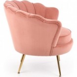 Fotel welurowy na złotych nogach Amorinito jasno różowy marki Halmar