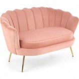 Sofa welurowa "Muszla" na złotych nogach Amorinito 133 jasno różowa marki Halmar