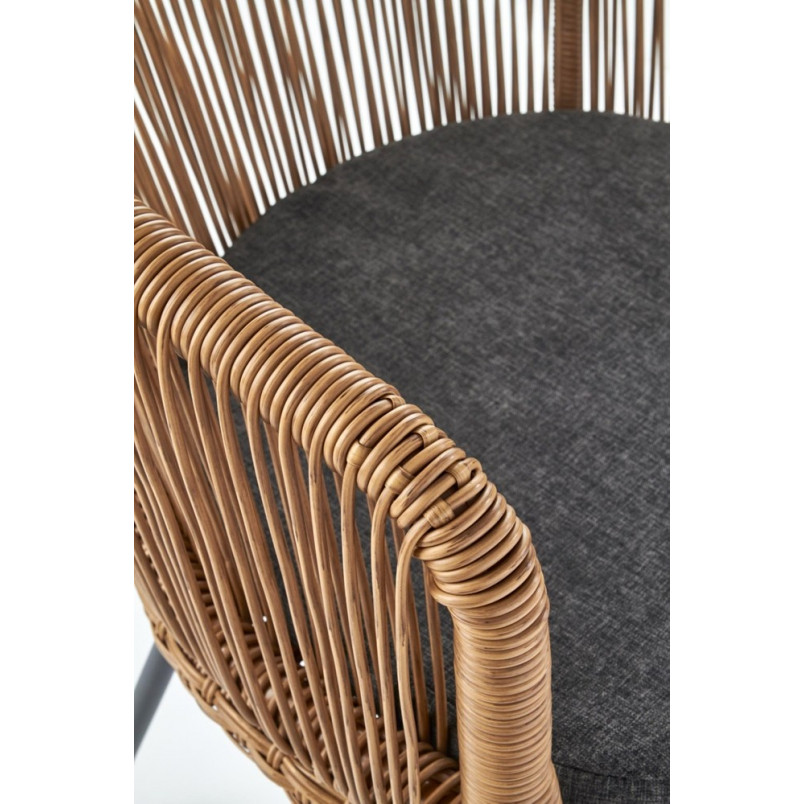 Krzesło rattanowe z podłokietnikami boho K400 naturalne marki Halmar