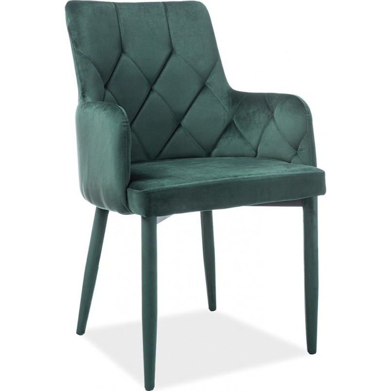 Krzesło welurowe z podłokietnikami Ricardo Velvet zielone marki Signal