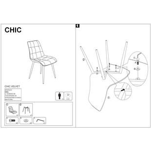 Krzesło welurowe pikowane Chic Velvet czarne marki Signal