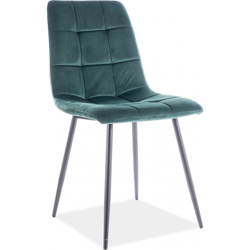 Krzesło welurowe pikowane Mila Velvet zielone marki Signal