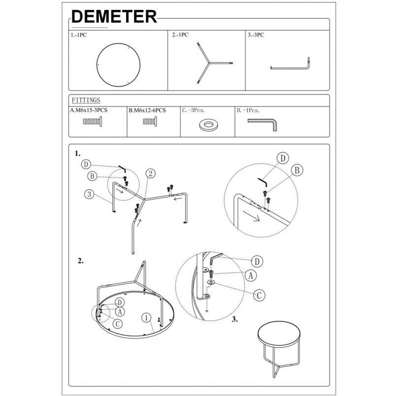 Zestaw stolików okrągłych loft Demeter szary marki Signal