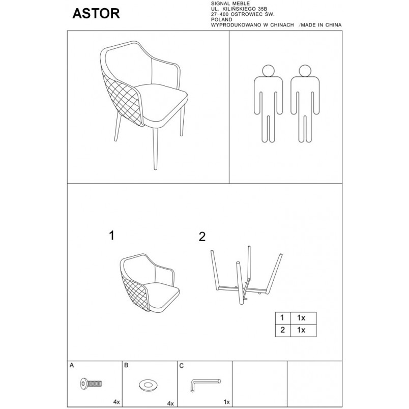 Krzesło welurowe z podłokietnikami Astor Velvet zielony marki Signal