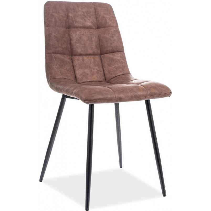 Krzesło pikowane z ekoskóry Look brązowe marki Signal