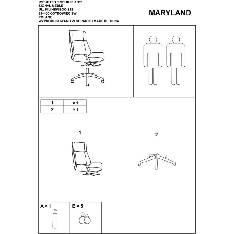 Fotel gabinetowy Maryland czarny/orzech marki Signal
