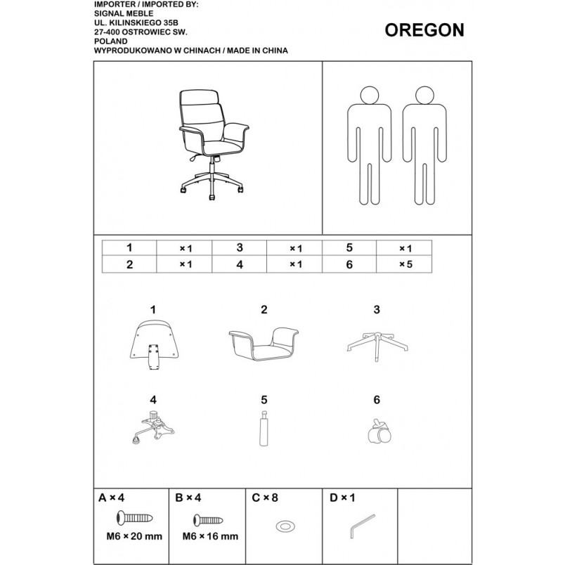 Fotel gabinetowy Oregon czarny/orzech marki Signal