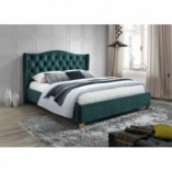 Łóżko welurowe pikowane Aspen Velvet 160 zielony/dąb marki Signal