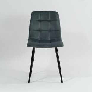 Krzesło welurowe pikowane Mila Velvet szare marki Signal