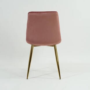 Krzesło welurowe pikowane na złotych nogach Chic Velvet Gold antyczny róż marki Signal