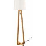 Lampa podłogowa skandynawska z abażurem Fenil 31 biało-drewniana