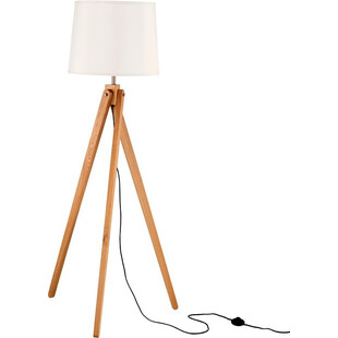 Lampa podłogowa trójnóg skandynawski Loko 45 biało-drewniana
