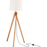 Lampa podłogowa trójnóg skandynawski Loko 45 biało-drewniana