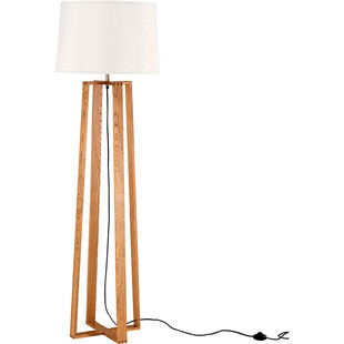Lampa podłogowa skandynawska z abażurem Fenil 38 biało-drewniana