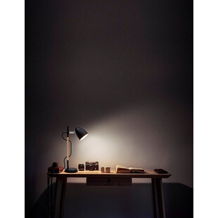 Lampa biurkowa skandynawska Nina czarno-drewniana
