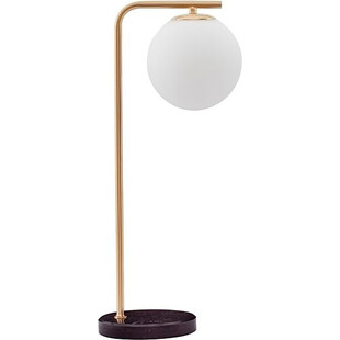 Lampa stołowa szklana kula designerska Arezzo biało-złota