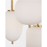 Lampa wisząca szklana potrójna glamour Tamo 30 biało-mosiężna