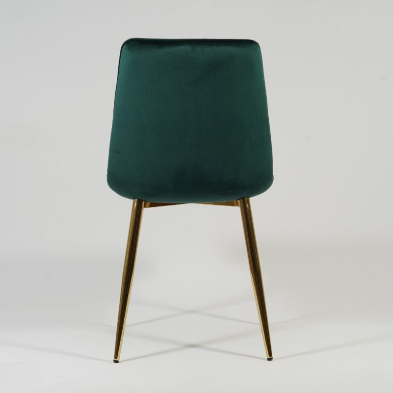 Krzesło welurowe pikowane na złotych nogach Chic Velvet Gold zielone marki Signal