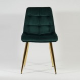 Krzesło welurowe pikowane na złotych nogach Chic Velvet Gold zielone marki Signal