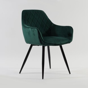 Krzesło welurowe pikowane z podłokietnikami Linea zielone marki Signal