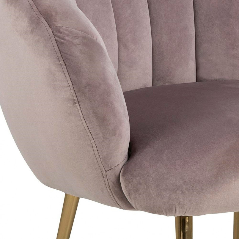 Fotel welurowy "muszelka" ze złotymi nogami Daniella różowy marki Actona