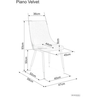 Krzesło welurowe glamour Piano Velvet szare marki Signal