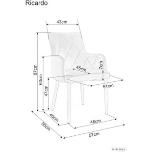 Krzesło welurowe z podłokietnikami Ricardo Velvet granatowe marki Signal