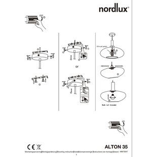 Lampa wisząca szklana Alton 35 Czarna marki Nordlux
