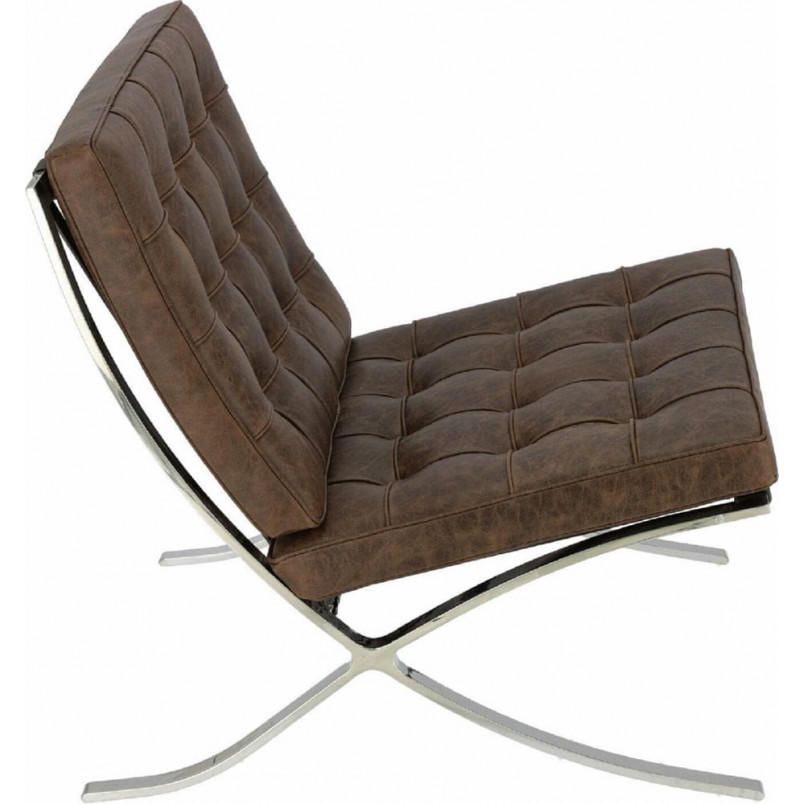 Fotel pikowany skórzany Barcelon Vintage ciemny brąz marki D2.Design