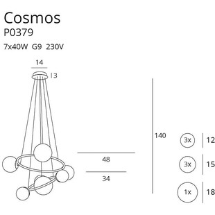 Lampa wisząca nowoczesna Cosmos 48 multikolor/złoty marki MaxLight