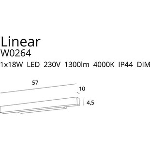 Kinkiet łazienkowy podłużny ściemnialny Linear 57 LED czarny marki MaxLight