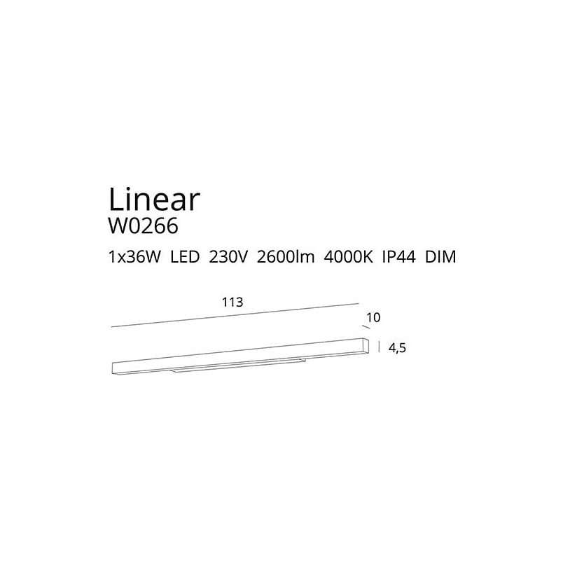 Kinkiet łazienkowy podłużny ściemnialny Linear 113 LED czarny marki MaxLight
