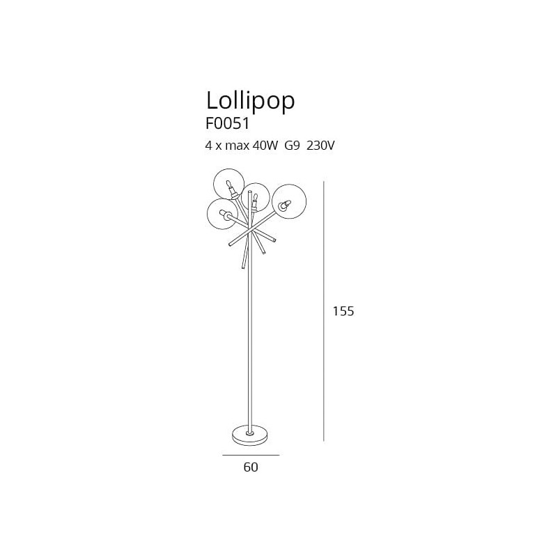 Lampa podłogowa szklane kule Lollipop przezroczysto-czarna marki MaxLight