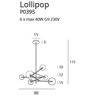 Lampa wisząca szklane kule Lollipop 88 przezroczysto-czarna marki MaxLight