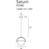 Lampa szklana wisząca kula Saturn 34 biało-chromowana marki MaxLight