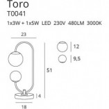 Lampa stołowa szklana glamour Toro LED biało-złota marki MaxLight