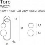 Kinkiet podwójny glamour Toro LED biało-złoty marki MaxLight