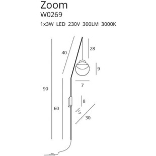 Stylizowany Kinkiet wiszący designerski Zoom LED czarny marki MaxLight