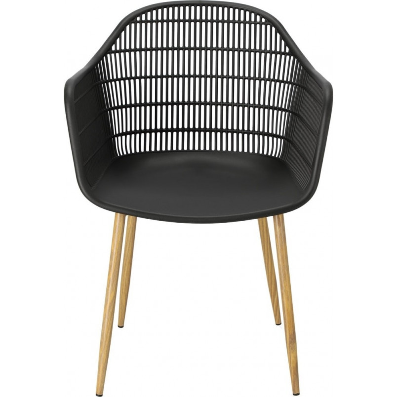 Krzesło ażurowe z podłokietniakmi Becker czarne marki Simplet