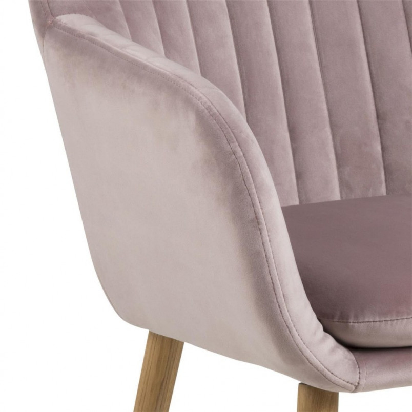 Krzesło welurowe z podłokietnikami Emilia Velvet Różowe marki Actona