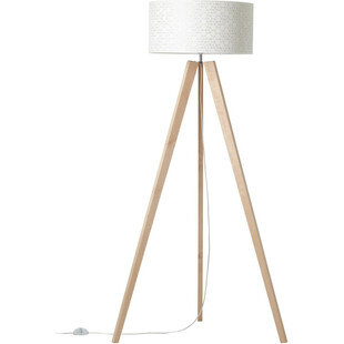 Lampa podłogowa trójnóg z abażurem Galance jasne drewno/biały marki Brilliant