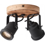 Reflektor sufitowy industrialny Inge Round II ciemne drewno/czarny marki Brilliant
