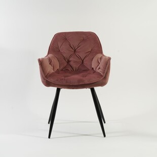 Krzesło welurowe pikowane Cherry Velvet antyczny róż marki Signal