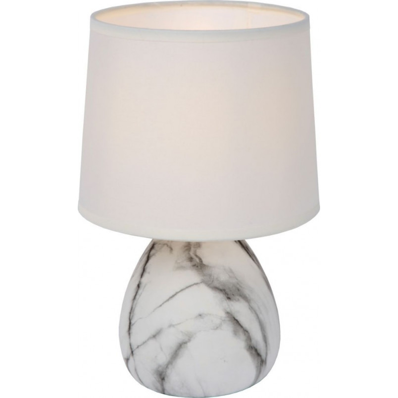 Lampa stołowa ceramiczna z abażurem Marmo biała marki Lucide