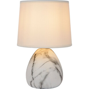 Lampa stołowa ceramiczna z abażurem Marmo biała marki Lucide