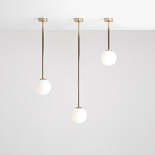 Lampa sufitowa szklana kula Pinne Medium 14 biało-złota marki Aldex